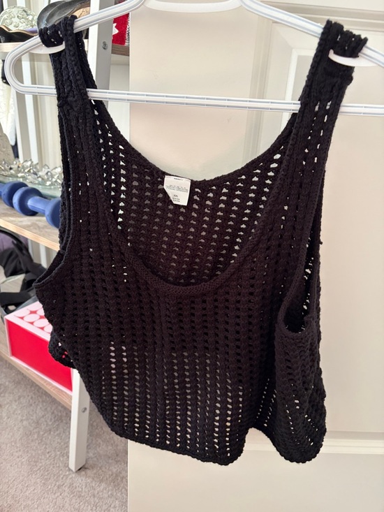 wild fable Tops - wild fable Black Crochet Open-Knit Tank Top